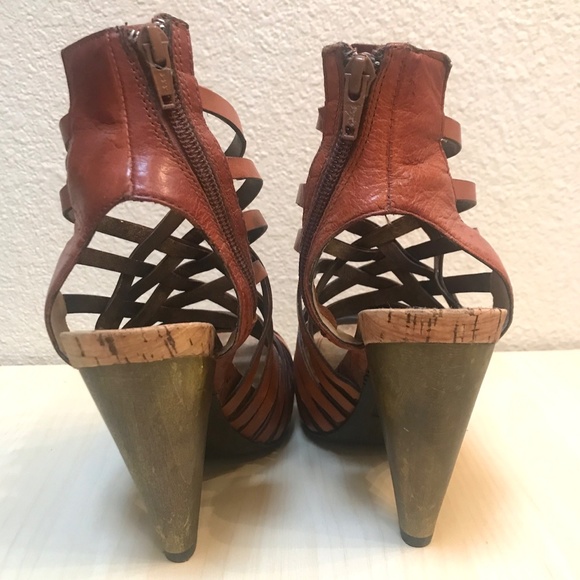 Miss Sixty 'MS Tracey' 39M EU  Strappy High Heel w/Zipper, woo/leather/cork - Picture 10 of 12